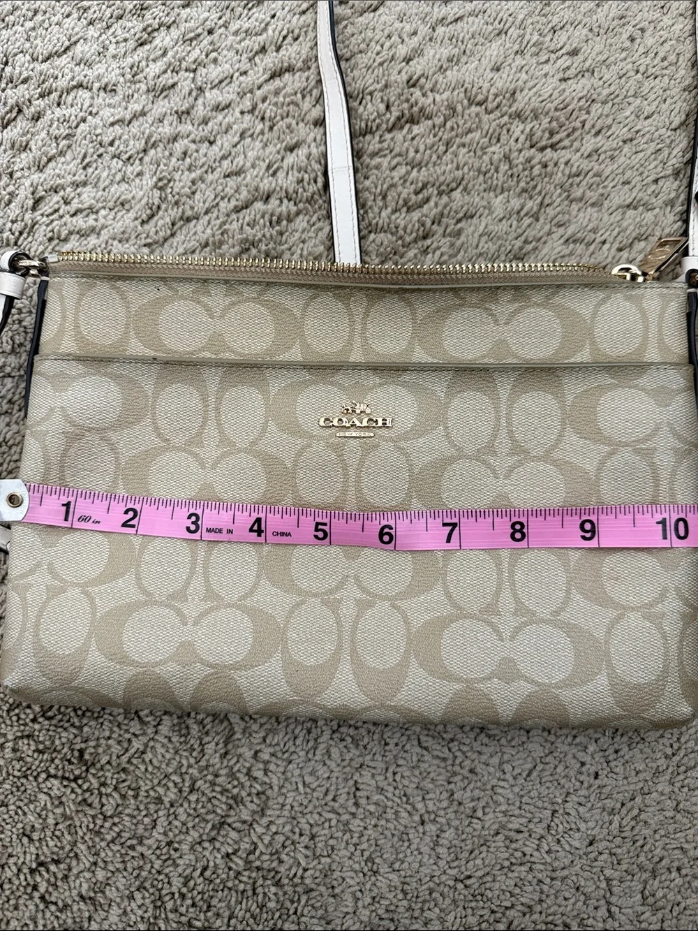 Coach Khaki and Chalk Signature Crossbody Bag